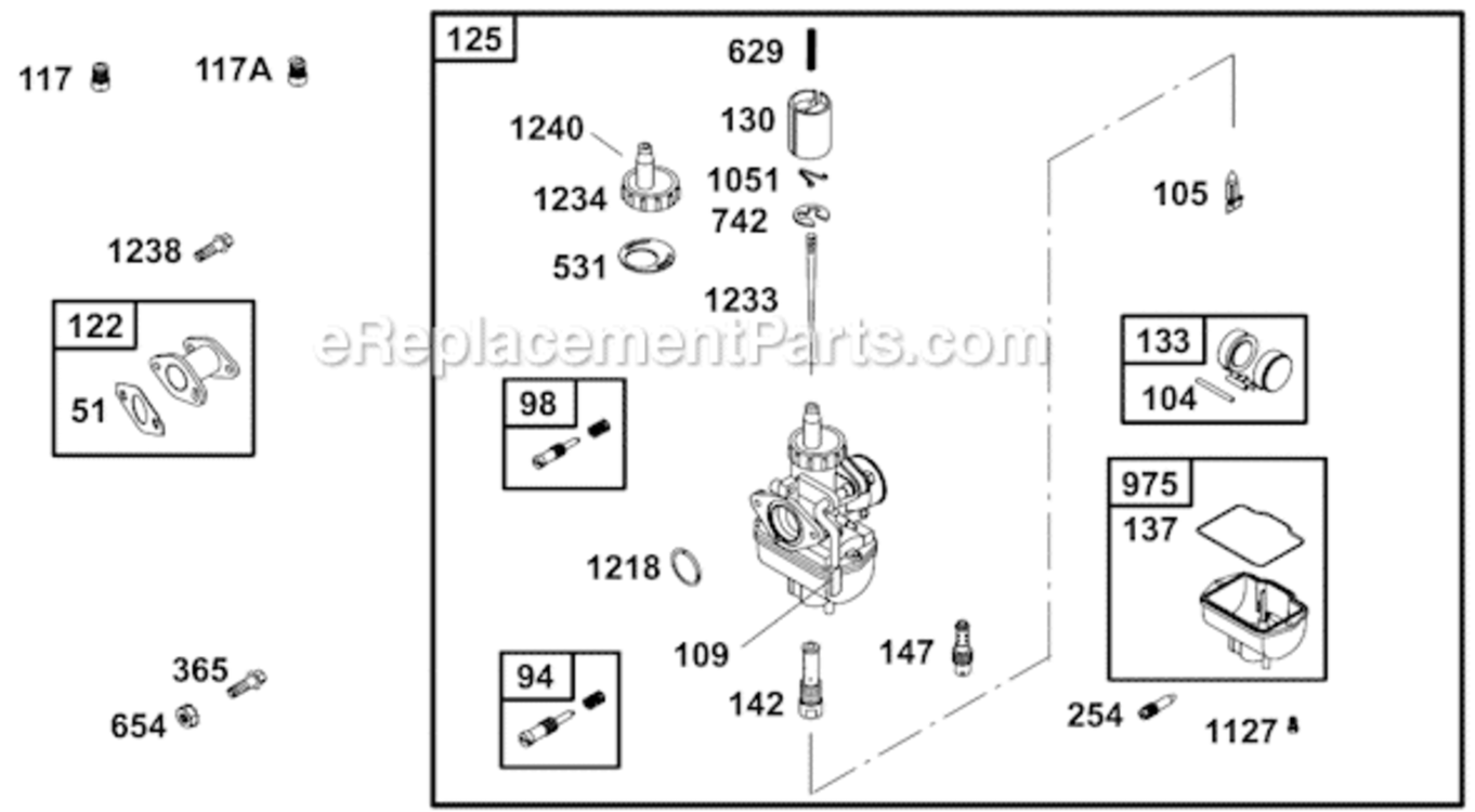 Page F Diagram and Parts List for 124432 8001 Briggs and Stratton Engine
